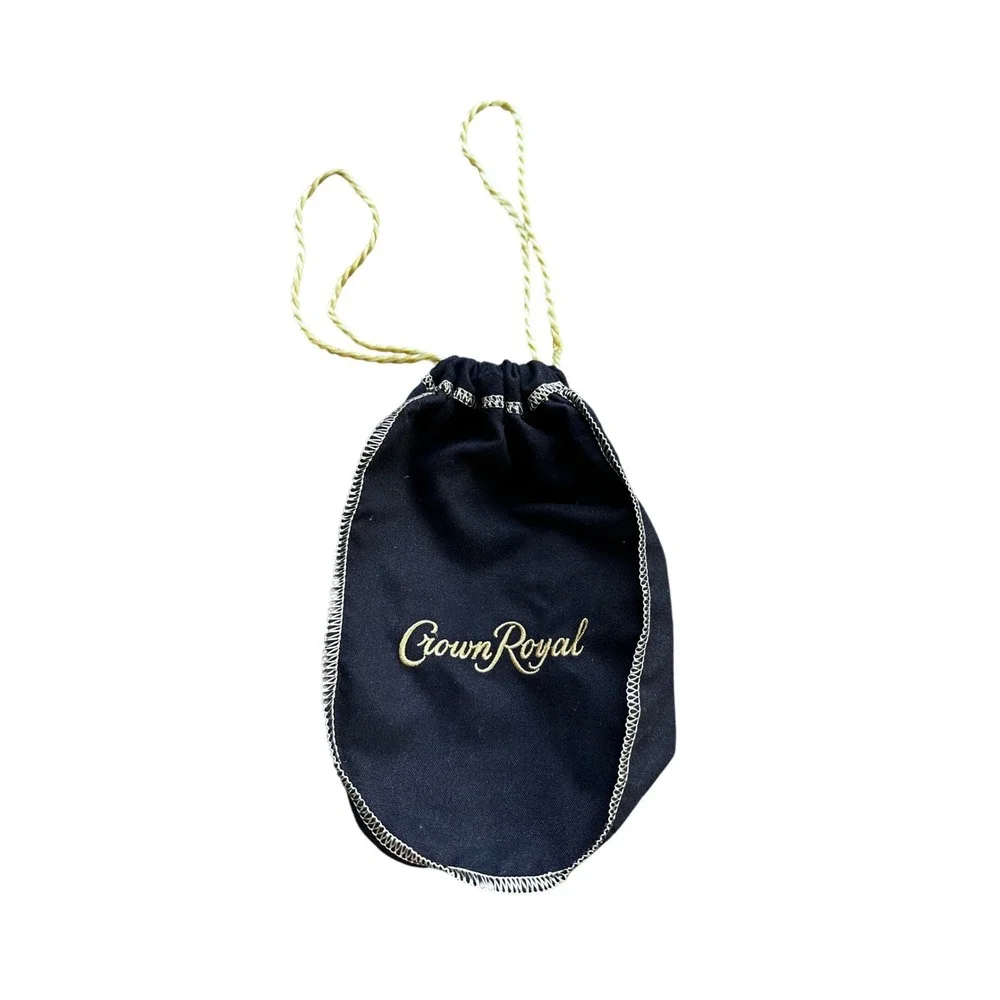 Crown Royal Black Drawstring Bag Gold Embroidery Pouch Storage Sack 9x6